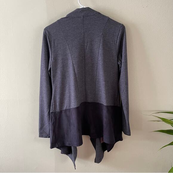 LOGO Lounge French Terry Cardigan Womens Small Purple Faux Suede Casual Layering - Picture 3 of 9